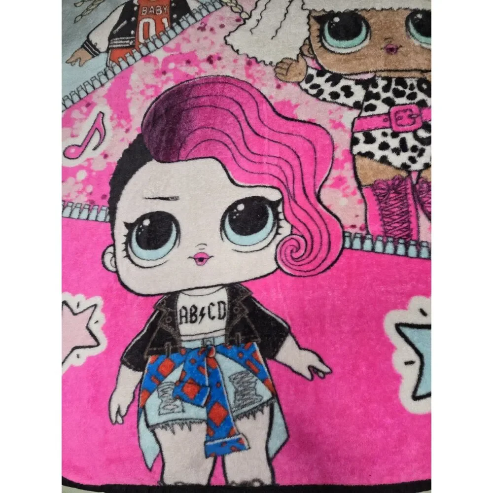 LOL Surprise Dolls Fleece Throw Blanket Pink Diva Royal High-Ney Rocker 48.5x37